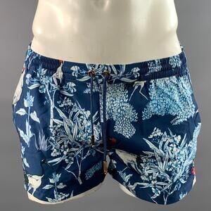 2EROS Size L Blue White & Red Abstract Swim Brief Shorts